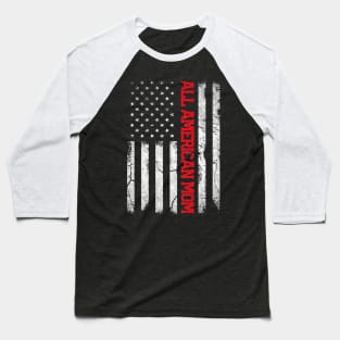 All American Mom Usa Flag 4th Of July Matching Women Baseball T-Shirt